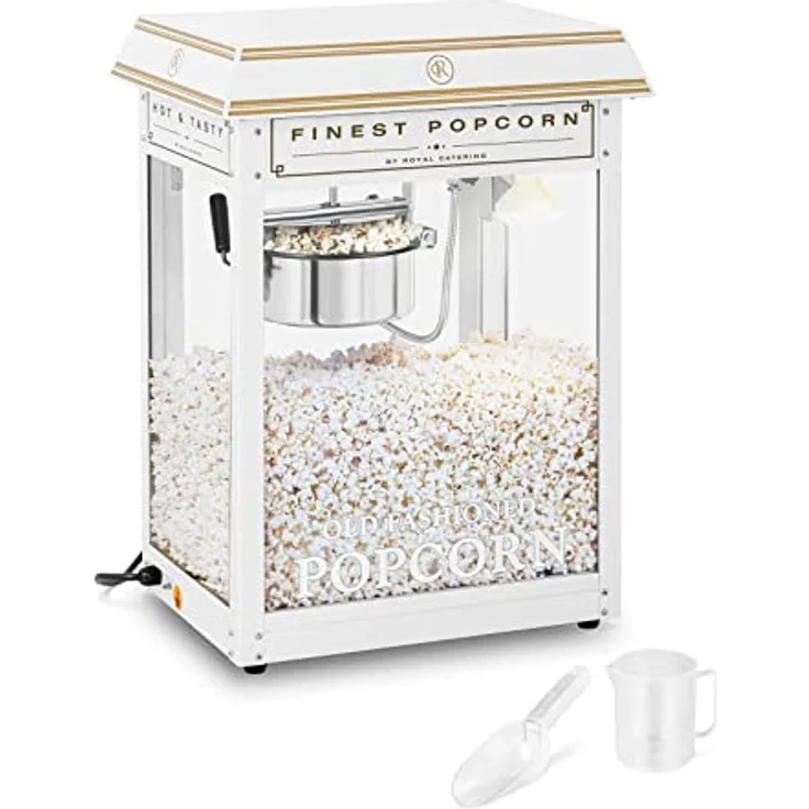 Royal Catering RCPS-WG1 Retro Popcornmaschine Popcornmaker Popcornautomat 1600 W 5 kg/h golden & weiß – Bild 1