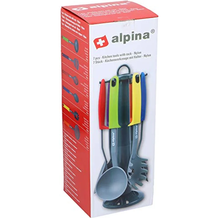 Alpina Küchenwerkzeuge 7-tlg. Set mit praktischem Drehständer – Bild 5