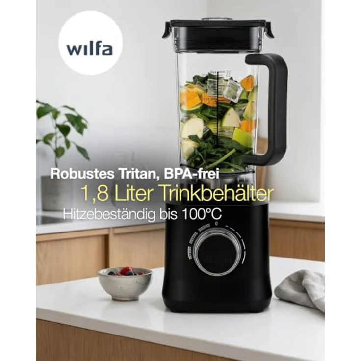 Wilfa Powerfuel 1800 Blender, Standmixer mit 1800W Motor, 27.000 U/min, 1,8L Tritan-Gefäß, Schwarz – Bild 5