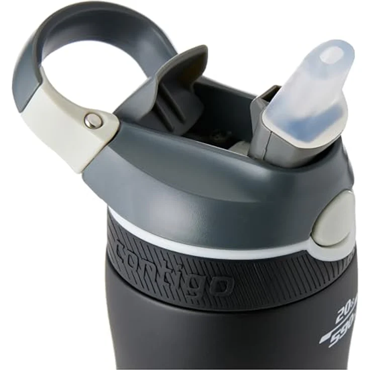 Contigo Ashland Chill Trinkflasche mit Strohhalm, große BPA-freie Edelstahl Wasserflasche, Thermosflasche auslaufsicher, hält Getränke bis zu 24h kühl; für Sport, Fahrrad, Joggen, Wandern, 590 ml – Bild 3