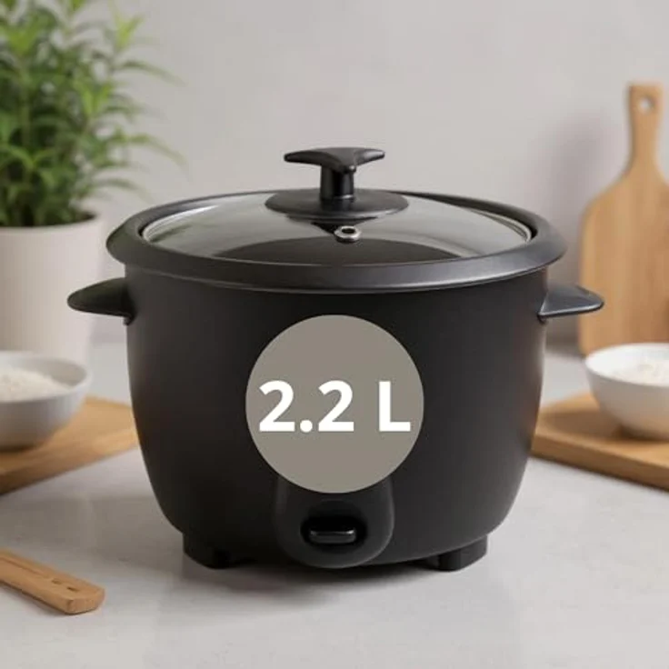 JATA JEAR2522 Elektrischer Reiskocher, 2,2 l, 900 W, Funktionen: Kochen und Warmhalten, abnehmbarer antihaftbeschichteter Behälter, automatische Abschaltung, inklusive Messbecher und Spatel – Bild 4