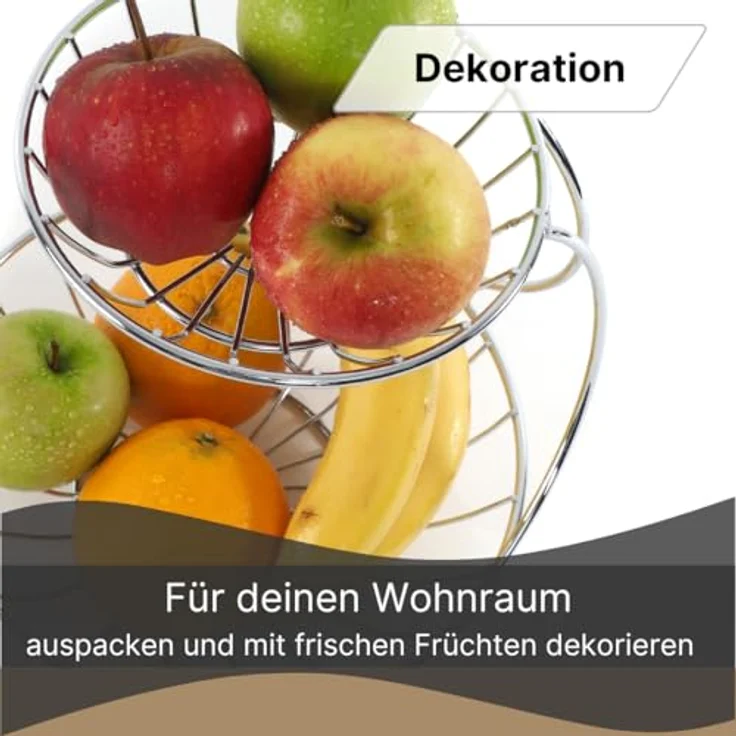 DESIGN DELIGHTS OBST ETAGERE STAGE | 24 cm, Eisen, zweistöckig | Metall Obstständer, Früchteschale, Brotkorb, verchromt – Bild 4