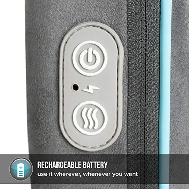 HoMedics Gel Shiatsu Wärme-Reisekissen, Massagekissen für Beine, Lendenwirbelsäule, Schultern und Nacken, wiederaufladbar, Reisegröße mit integrierten Bedienelementen, inklusive Reisetasche, grau – Bild 5