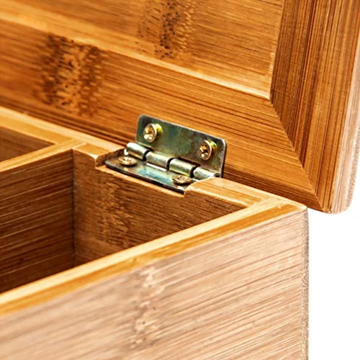 relaxdays Teebox Bambus lackiert, 4 Fächer für ca. 80 Teebeutel, natur – Bild 7