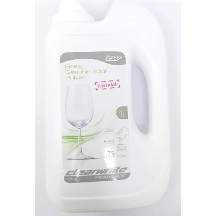 ClearWhite clearwhite Basic Pulver Dosierflasche 1,5 kg, hochwirksames Geschirrspüler-Zubehör mit Superenzymen und Glasschutzformel – Bild 2