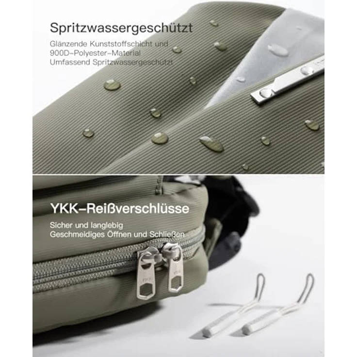 Inateck Sling Bag X, wasserabweisende Umhängetasche mit verstellbarem Schultergurt, olivgrün, 19 Fächer, kompakte Struktur – Bild 3