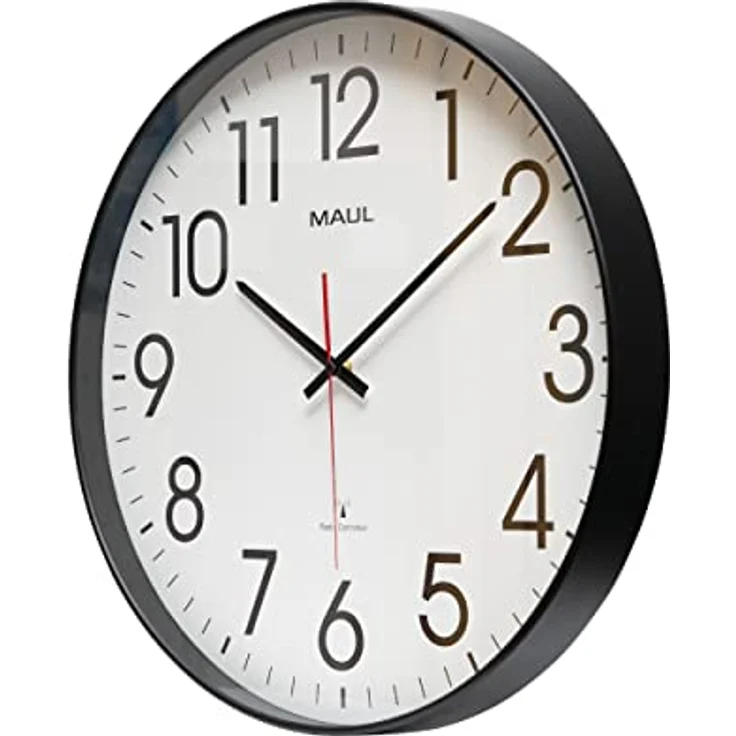 Maul Wanduhr MAULclimb Ø 47 cm | extragroße Funkuhr | stilvolle Uhr für Wohnbereich, Schlafzimmer, Küche, Büro und Besprechungsraum | gut lesbar Dank großen Ziffern | Schwarz – Bild 2