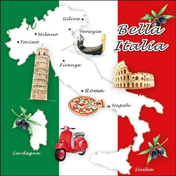 20 Servietten Bella Italia Italien 33cm – Bild 2