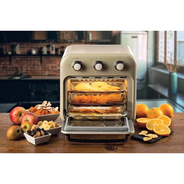 Ariete 4632 Vintage Heißluftfritteuse und Backofen, 1400 W, 2in1, 16 l Fassungsvermögen, inklusive Zubehör, 60-Minuten-Timer, Doppelglas, Beige – Bild 4