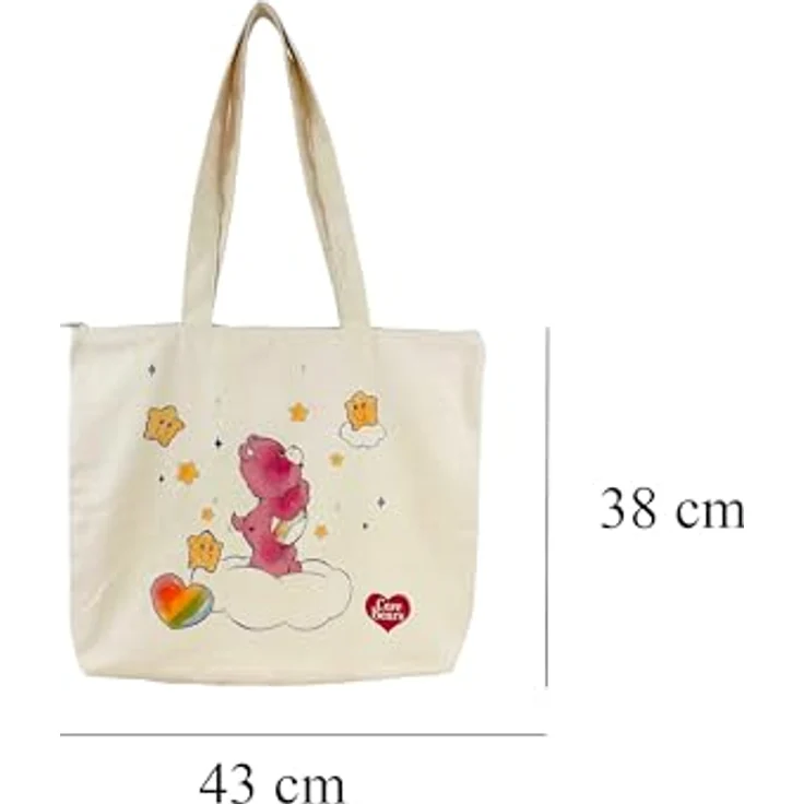 CYPBRANDS Care Bears Canvas-Shopper, beige, Tragetasche mit langen Griffen, offizielles Produkt – Bild 3