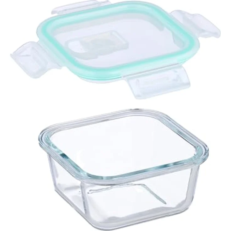 Relaxdays Glasbehälter mit Deckel im Set, luftdicht und stapelbar, transparent, 20 Stück in verschiedenen Größen – Bild 6
