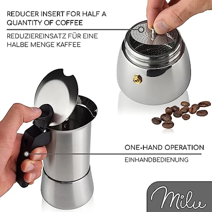 Milu Espressokocher Set 4 Tassen, edelstahl – Bild 4