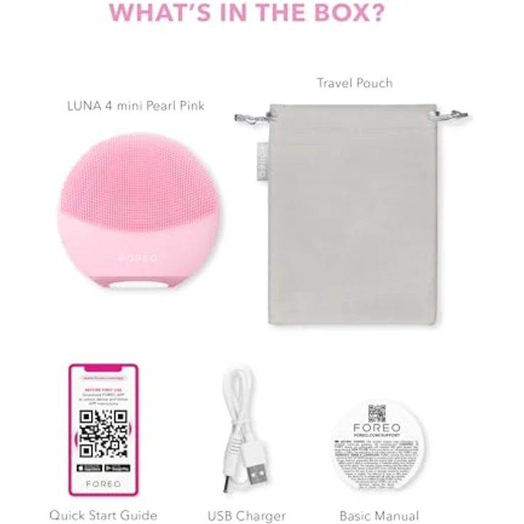 FOREO LUNA™ 4 mini, Gesichtsbürste mit T-Sonic™ Pulsationen, 30-sekündigem Glow-Boost-Modus, Pearl Pink – Bild 7