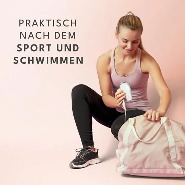LEBENLANG Reisefön klappbar klein - Duale Spannung & Inkl. Reisetasche mit Stylingdüse - Weiß Gold - Eco Power 1000W - Leicht & Kompakt - 2 Leistungsstufen - Haartrockner für Reisen und Zuhause – Bild 5