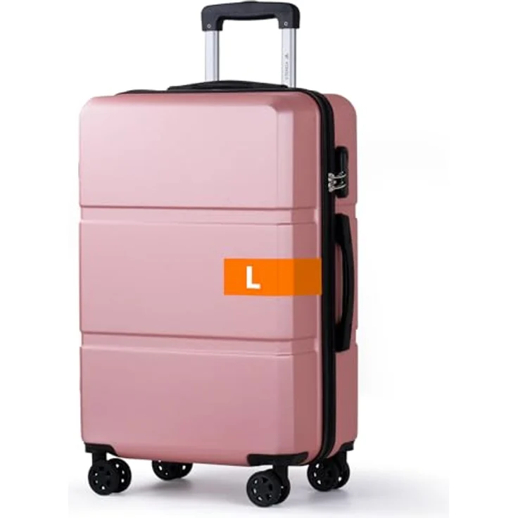 YONSLY Trolley Suitcase, Hartschalenreisekoffer mit 4 Rollen 360°, Zahlenschloss, Teleskopgriff (L, Roségold) – Bild 1