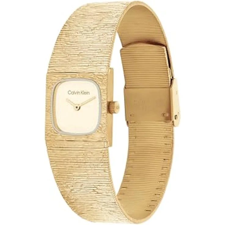 Calvin Klein SOPHISTICATED SQUARE, Zwei-Zeiger-Quarzwerk-Uhr mit goldfarbenem Edelstahlarmband, quadratisches 20-mm-Gehäuse, 3 BAR wasserdicht – Bild 2