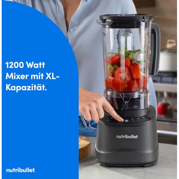 NutriBullet Power Core, Standmixer 1200W mit Edelstahlmessern, 3 Stufen + Pulse, 2,1L, Schwarz – Bild 4
