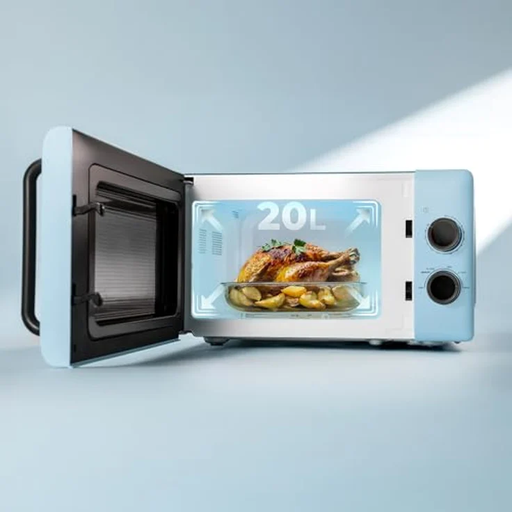 Cecotec Proclean 3010, Mikrowelle 1150 W, 20 L, Edelstahl, blau, mit Drehknopf und Auftaumodus – Bild 4