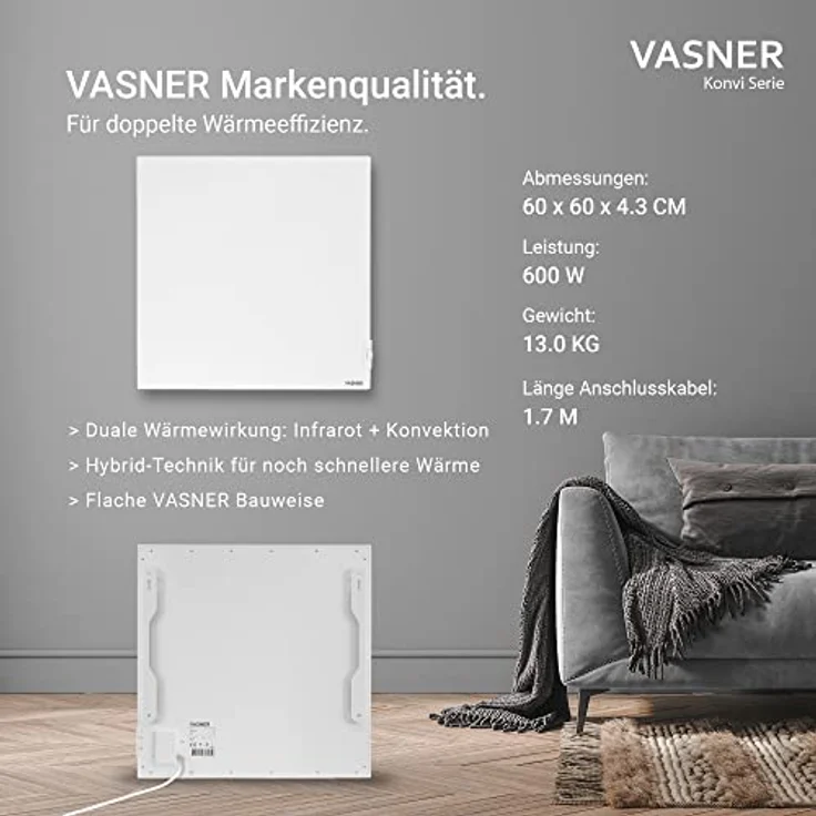 Vasner Konvi Serie Hybridheizung Infrarotheizung Konvektionsheizung, Infrarotheizung – Bild 2