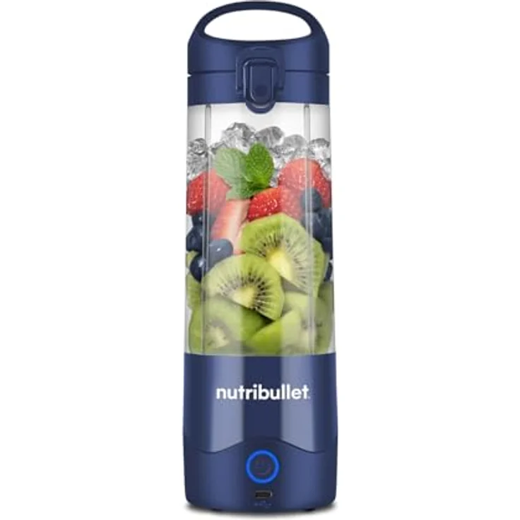 NutriBullet Tragbarer 60-W-Mixer in Marineblau – leistungsstarke Extraktorklinge, 590-ml-Tasse, To-Go-Deckel, USB-C-Ladekabel – Bild 1