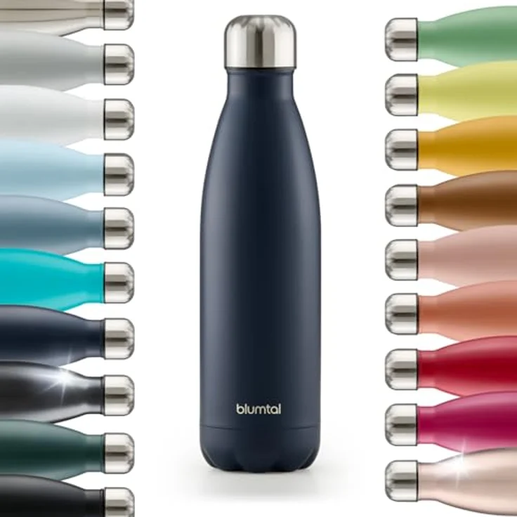 Blumtal® Trinkflasche Edelstahl Charles, Thermosflasche 350 ml, BPA-frei, auslaufsicher, doppelwandige Isolierung, Dark Ocean Blue – Bild 1