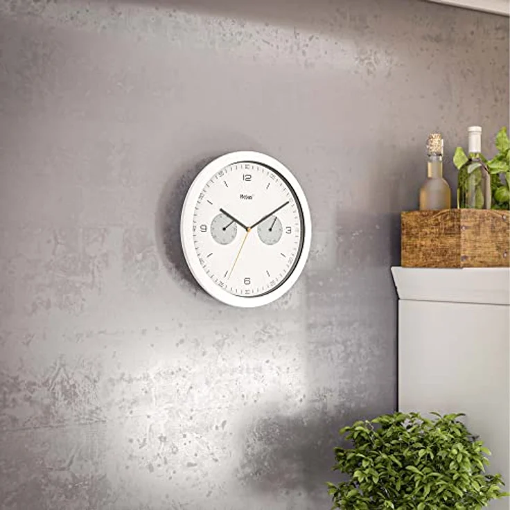 Mebus 52826 Funk Wanduhr 260mm x 42mm Weiß – Bild 4