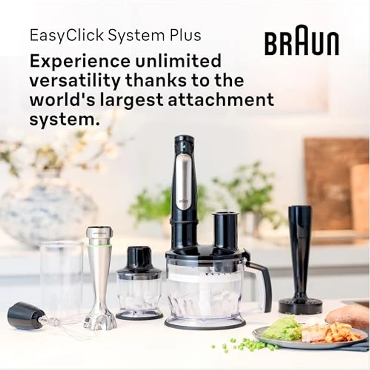 Braun MQ7035XBI Multiquick 7 Stabmixer-Set, 1000W, stufenlose Geschwindigkeitsregelung, inkl. Schneebesen, Zerkleinerer-Aufsatz, Mixbehälter, schwarz, edelstahl – Bild 6