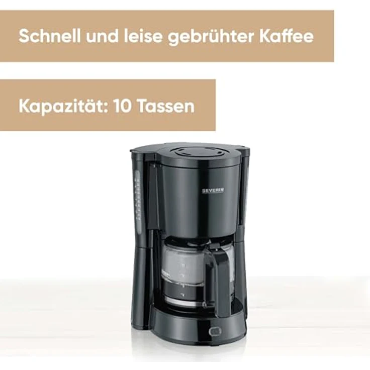 SEVERIN KA 4815 Type Kaffeemaschine (Für gemahlenen Filterkaffee, 10 Tassen, Inkl. Glaskanne) schwarz – Bild 2