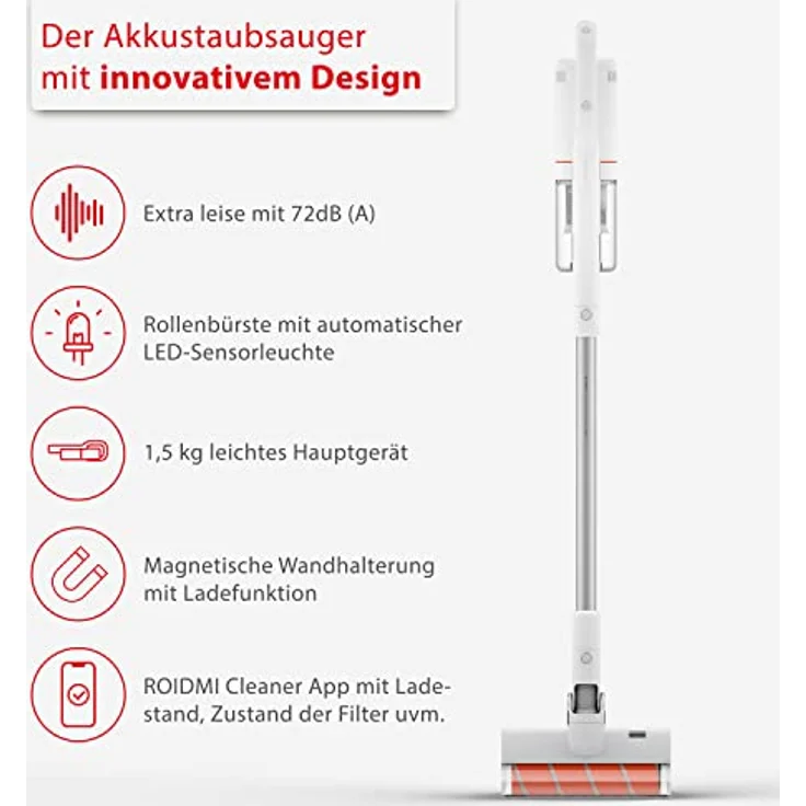 Xiaomi Roidmi S2 Handstaubsauger mit Akku App-Steuerung, beutellos, weiß – Bild 2