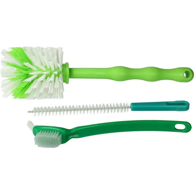 vhbw Reinigungsbürsten-Set (3-tlg.) für alle gängigen Küchenmaschinen - Kompatibel mit Thermomix, Monsieur Cuisine Connect, KitchenAid - Nylon/Kunststoff, weiß/grün – Bild 2