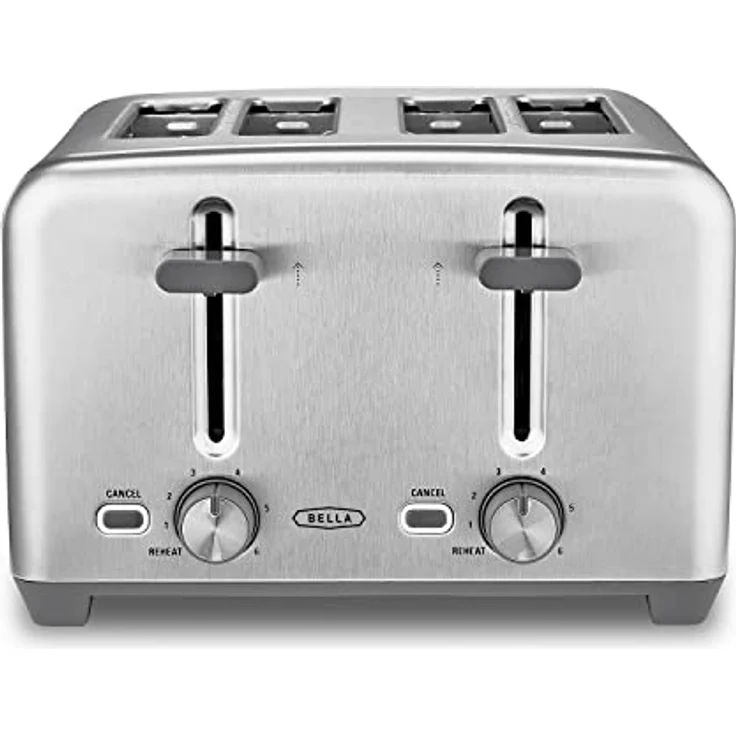 BELLA 4-Scheiben-Toaster mit extra breiten Toastschlitzen und herausnehmbarem Krümelfach – 6 Bräunungsstufen, Abschaltautomatik und Aufwärmfunktion – Toastbrot, Bagel und Waffeln – Bild 1