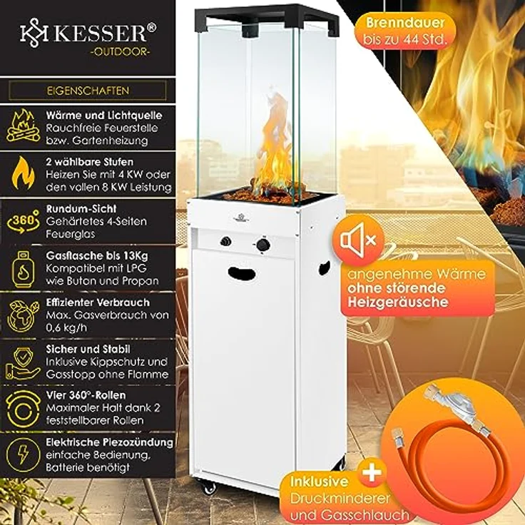 KESSER® Heizstrahler Gas Terrassenheizstrahler Gasheizungen Gasheizstrahler Gasheizer inkl. Schutzhülle Outdoor-Heizung Mobiler Heizpilz Flammenheizer, Pyramide Terrassenheizer, - Preisvergleich – Bild 2