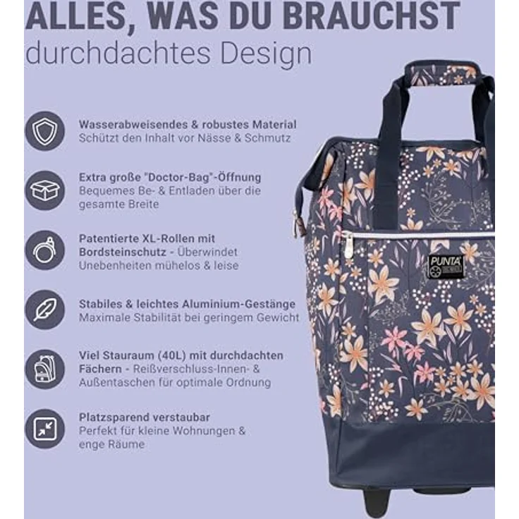 Punta Big Wheel Einkaufstrolley, mehrfarbig, 62 cm, 100% Polyester – Bild 3