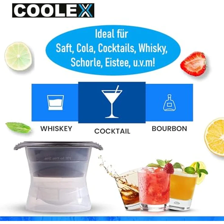Coolex Xxl Eiswürfelform Kugel Eiskugel Eisbälle Cocktail Whisky 6,5cm 2Er Set – Bild 5