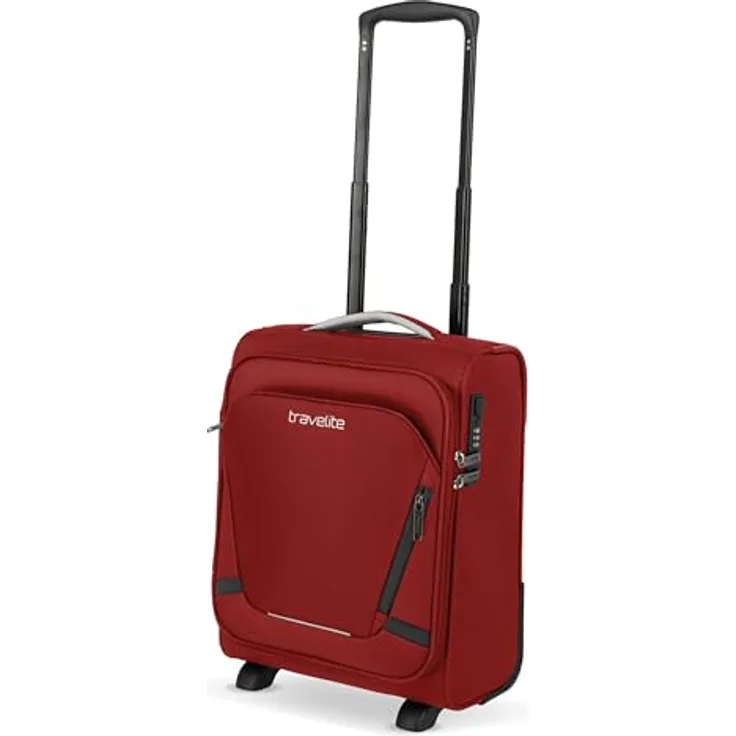 Travelite Jetpack, Handgepäck Koffer 40x30x20 cm, 21 l, 1,7 kg, rot, mit 2 Rollen und integriertem Zahlenschloss, ideal für EasyJet, Vueling + Wizz