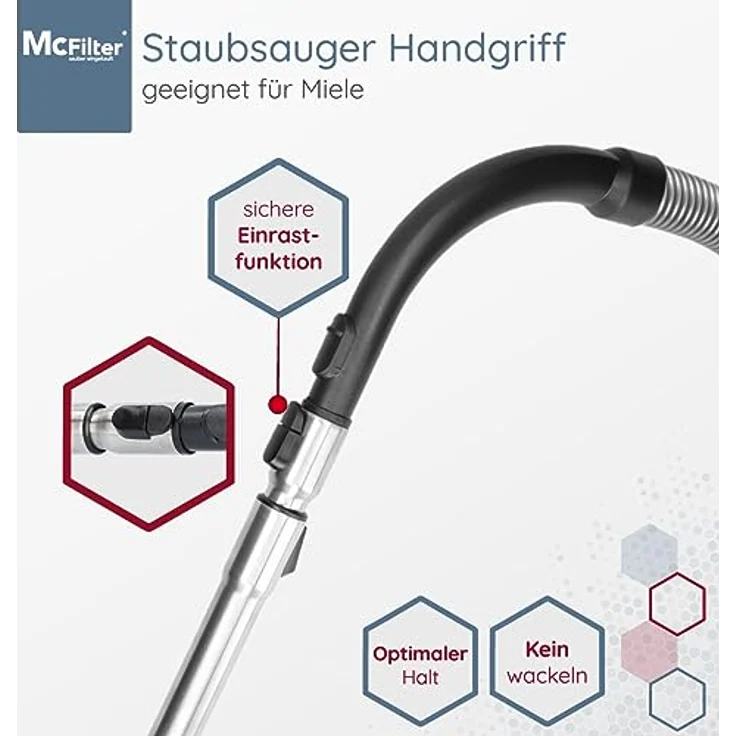 McFilter | Teleskoprohr geeignet für Miele S8340, S8360 Powerline, S8730 Staubsauger, Staubsaugerrohr mit Anschluss Ø 35mm, ca. 61-103cm – Bild 4