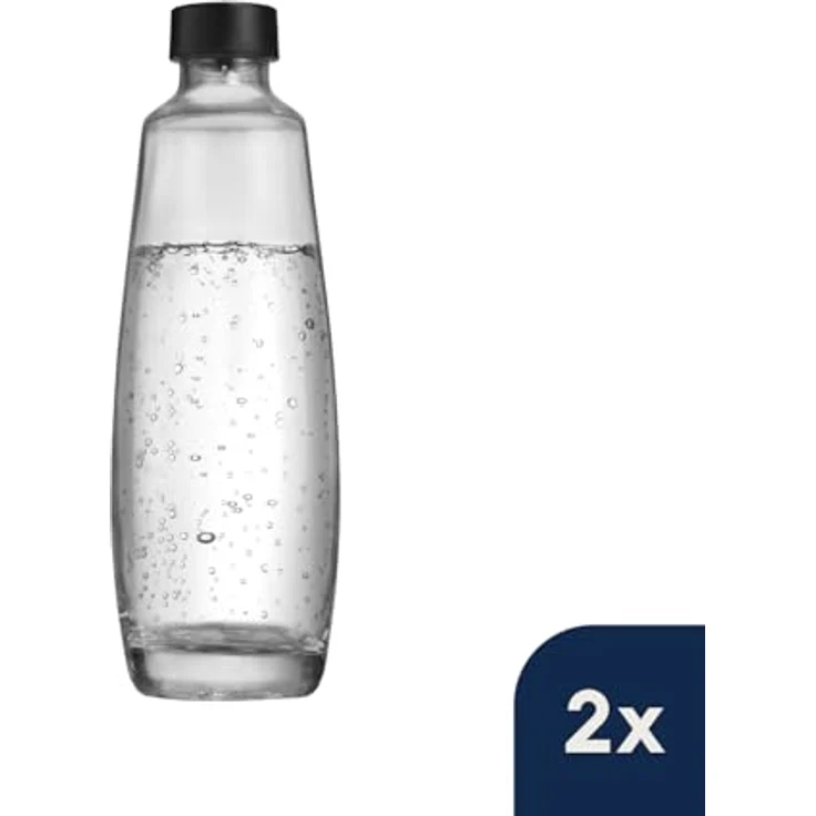 SodaStream Glasflasche Twinpack 2er Set, 1 Liter, schwarz, transparent – Bild 3