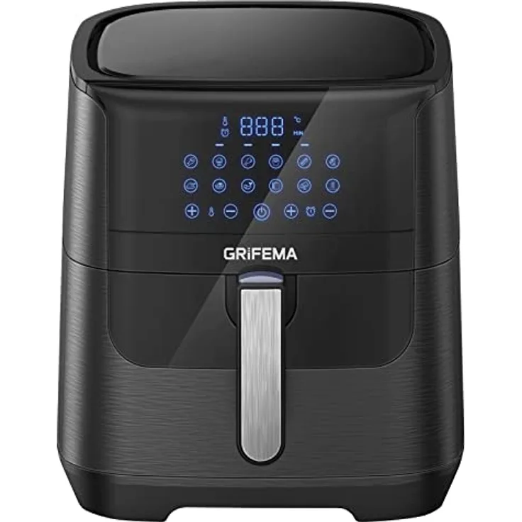 GRIFEMA GC2001, Heißluftfritteuse 6.5L/1800W ohne Öl- Luftfritöse mit Digitalem LED Touchscreen, Friteuse 12 Programmen, Heissluftfriteuse Präziser Temperaturregelung, Airfryer Zeitsseinstellung
