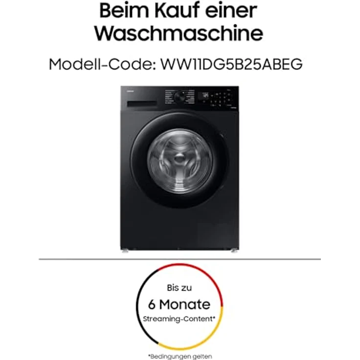 Samsung WW11DG5B25ABEG Waschmaschine, 11 kg, 1.400 U/min, Extra energiesparend, EEK: A (-10%), AI Ecobubble, SmartThings AI Energy Mode, SuperSpeed 39 Min, Hygiene-Dampfprogramm, Schwarz – Bild 2