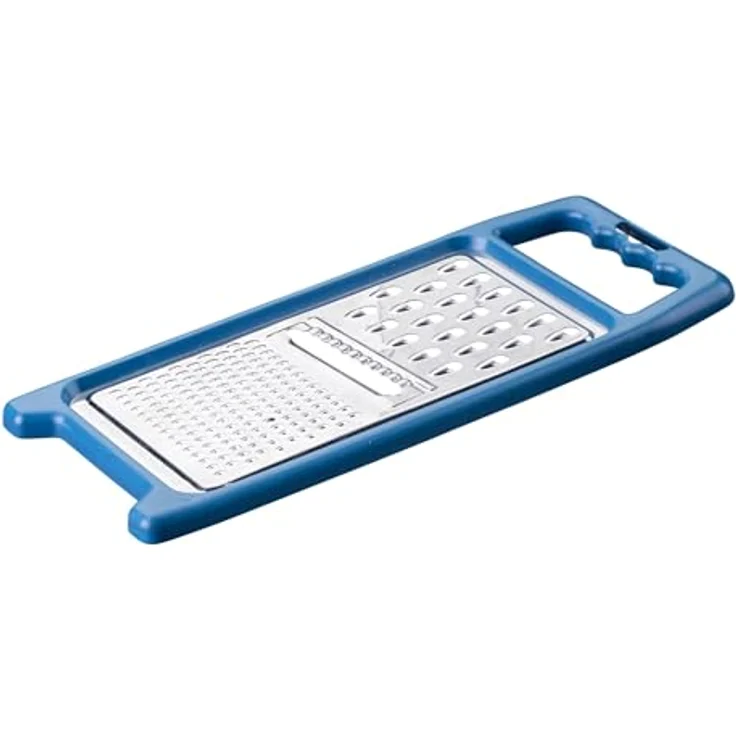 FACKELMANN Universalreibe Essential, Multifunktionale Küchenreibe mit 3 Reibeflächen, rostfreier Edelstahl, Antirutsch-Füße, dunkelblau/silber – Bild 1