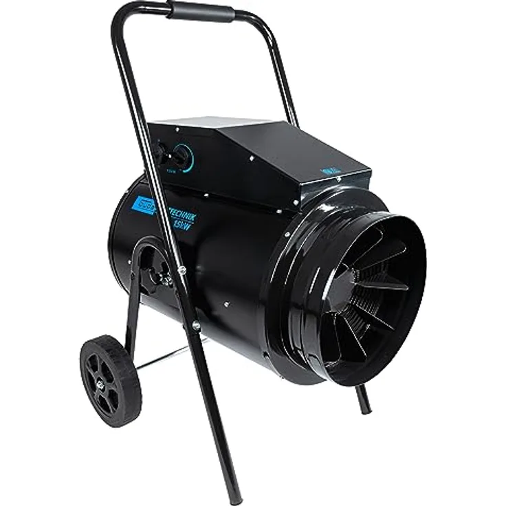 Güde Elektroheizgebläse GEH 15 (400 V, 15000 W Heizleistung, 2 Heizstufen (7500/15000 W) + Ventilatorfunktion, 300 m³/h max. Raumheizvermögen, stufenloses Thermostat, Überhitzungsschutz, Fahrgriff)