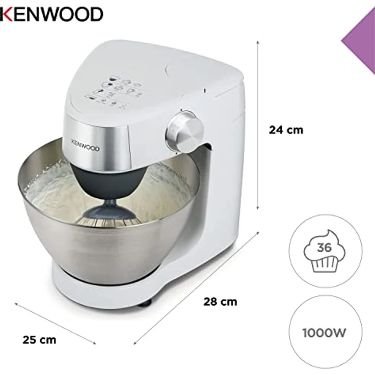 Kenwood Prospero+ KHC29.A0WH Küchenmaschine, 4,3 l Edelstahl Schüssel, 1000 Watt, inkl. 3-teiligem Patisserie-Set, Weiß – Bild 4