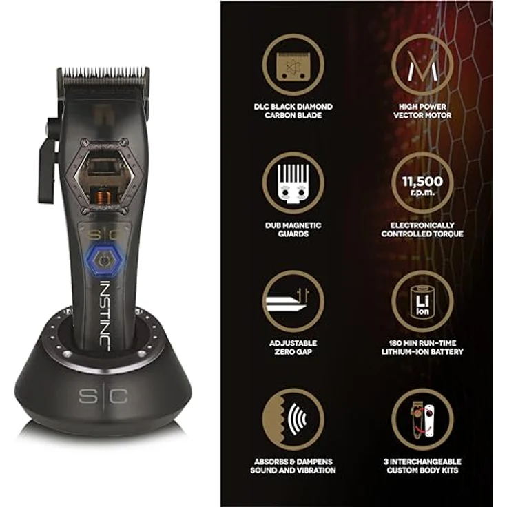 Stylecraft Instinct Clipper Metal Haarschneider by Gamma Più, Vektormotor, Dynamische Drehmomentsteuerung, 180 Min Autonomie, Ganzmetall-Rückseite – Bild 2