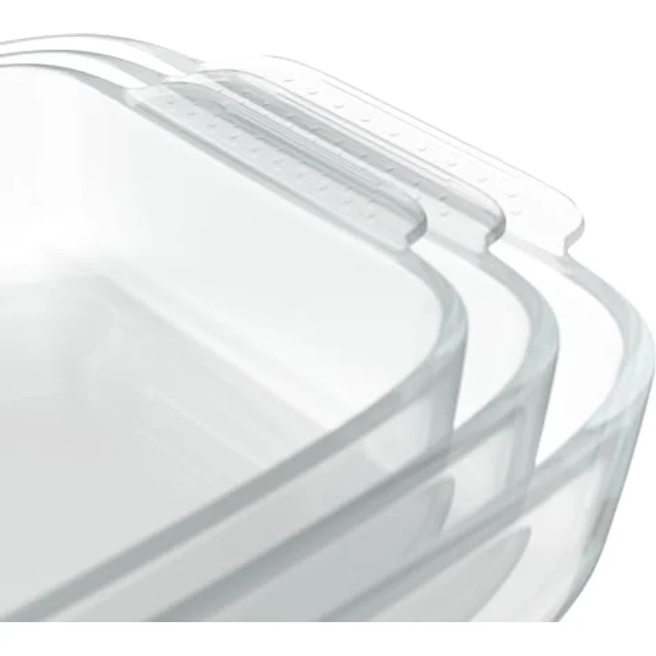 Relaxdays Auflaufform Set, Glas, 3 Größen, eckig, Ofenform für Lasagne, Gratin, Tiramisu, spülmaschinenfest, transparent – Bild 5