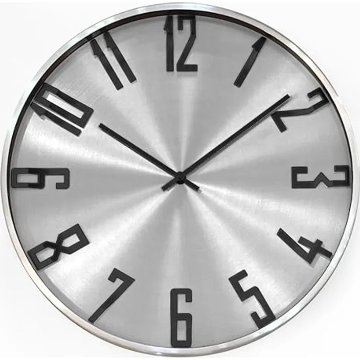 K&L Wall Art Silber Aluminium Wanduhr leise Metalluhr für Wohnzimmer Büro minimalistische Metall Uhren Edelstahl Optik Ø 30cm - Preisvergleich