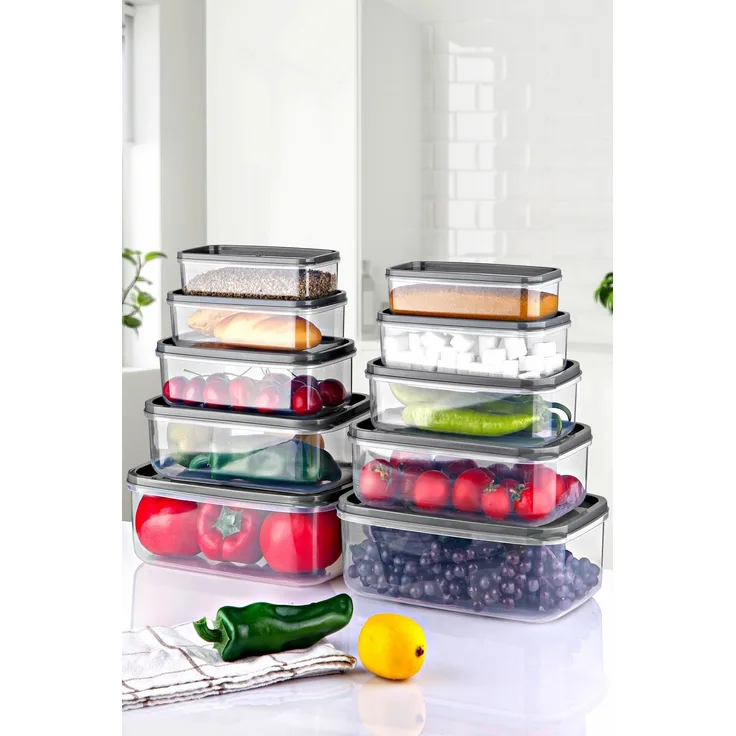 Hermia Concept EMBSEF10-3581321 Vorratsdosen-Set (10-teilig), transparent, plastik, verschiedene Größen, BPA-frei, 22,5 x 15 x 8 cm