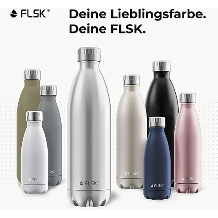 FLSK das Original Trinkflasche Thermoflasche Isolierflasche hält 18h heiß - 24h kalt (Farbe Stainless, Grösse 1000ml) – Bild 4