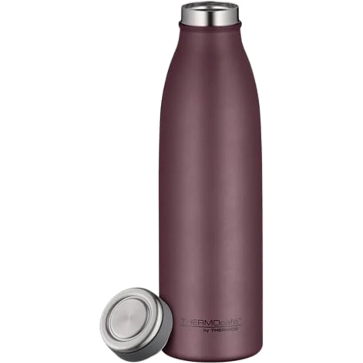 THERMOcafé by THERMOS TC BOTTLE burgundy mat, 0,50l Isolierflasche aus Edelstahl, kohlensäurefest, 12h heiß, 24h kalt, auslaufsicher für Schule, Unterwegs & Büro – Bild 2