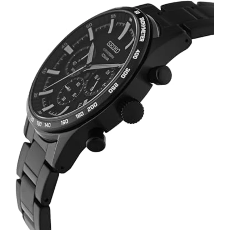 Seiko SSB415P1, Herren-Uhr Chronograph mit robustem Edelstahlband und kratzfestem Saphirglas, titanfarben – Bild 2
