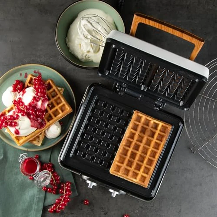 OTTO DOMO WAFFELEISEN DO9280W, Waffeleisen mit integriertem Timer, Temperaturregler und keramischer Antihaftbeschichtung, Powder White – Bild 2